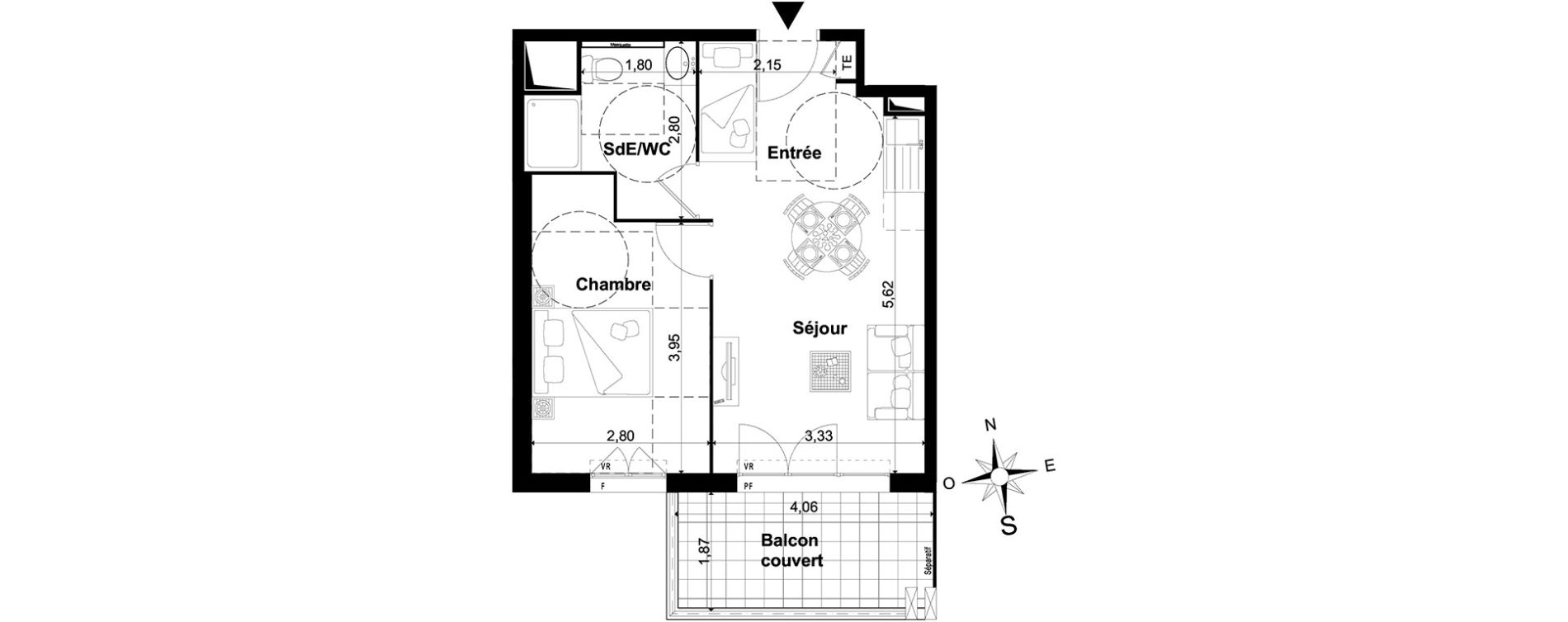 Appartement T2 de 39,55 m2 &agrave; P&eacute;one Centre