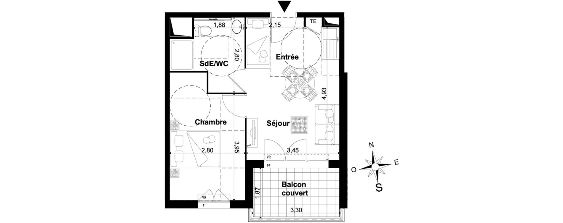 Appartement T2 de 35,85 m2 &agrave; P&eacute;one Centre