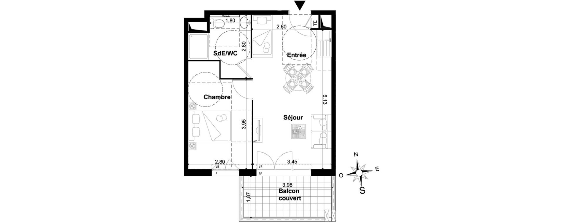 Appartement T2 de 40,90 m2 &agrave; P&eacute;one Centre