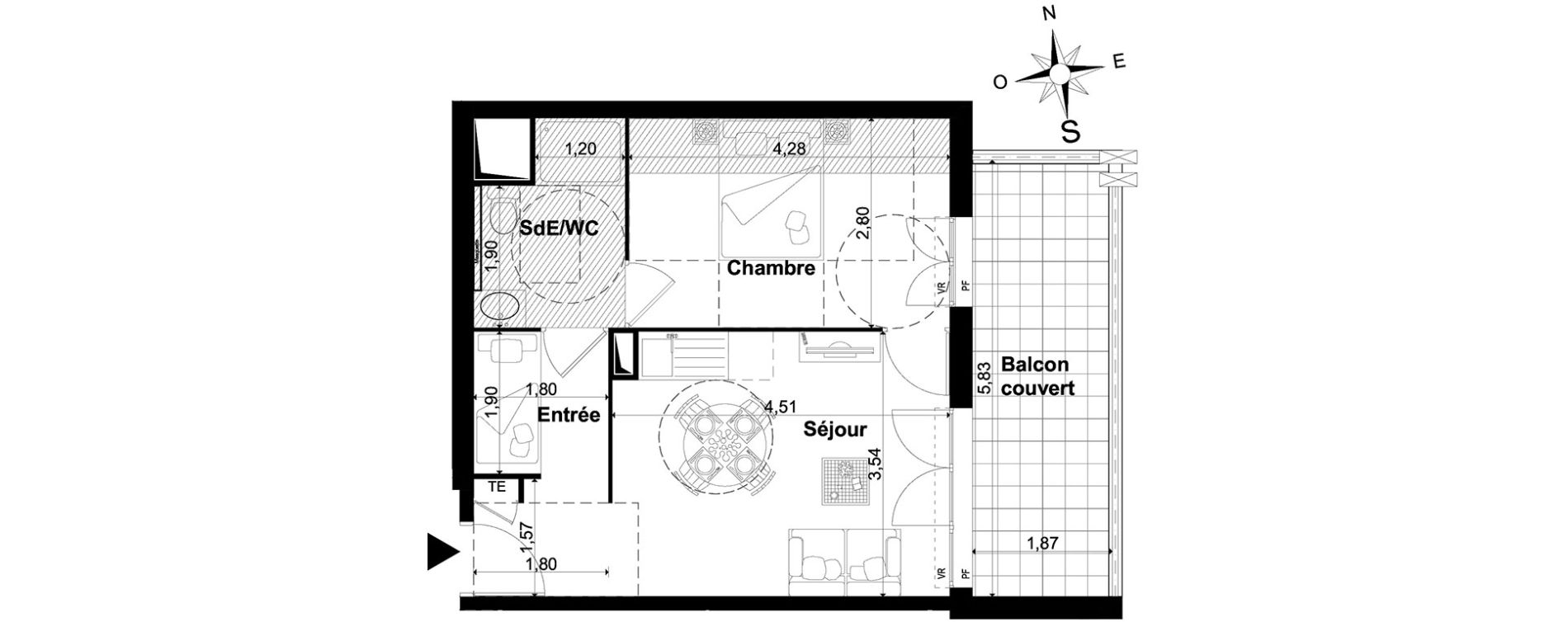 Appartement T2 de 38,70 m2 &agrave; P&eacute;one Centre