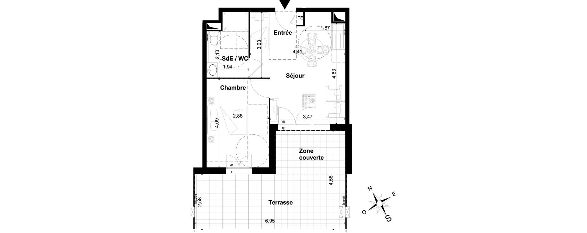 Appartement T2 de 37,10 m2 &agrave; P&eacute;one Centre