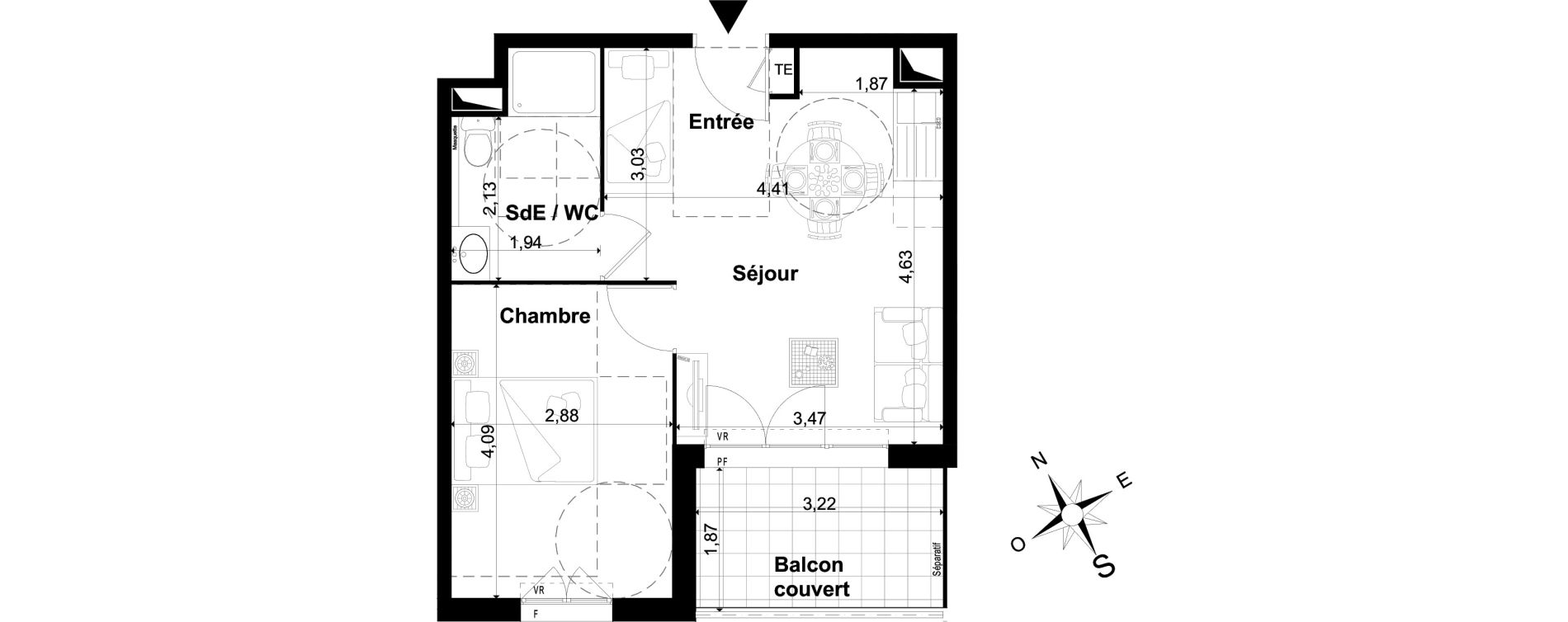 Appartement T2 de 37,10 m2 &agrave; P&eacute;one Centre