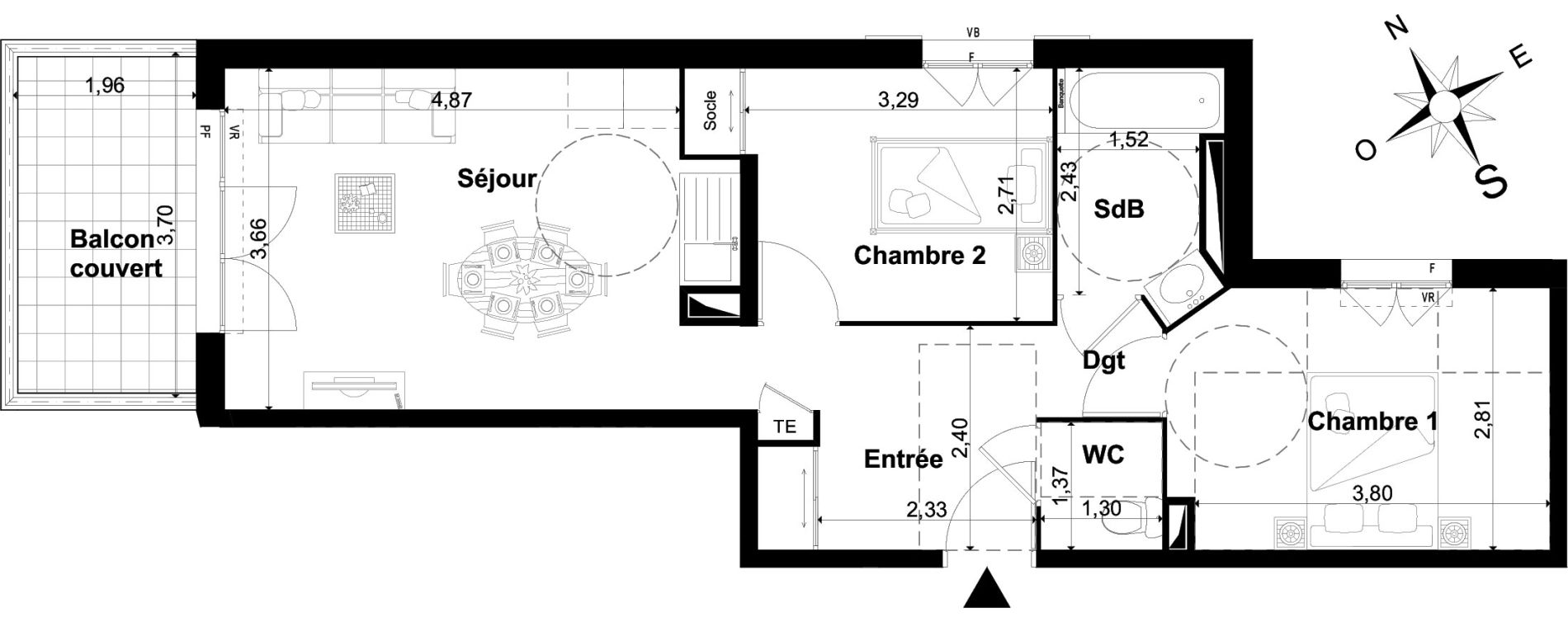 Appartement T3 de 54,15 m2 &agrave; P&eacute;one Centre