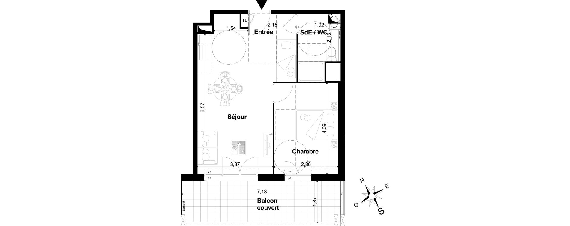 Appartement T2 de 43,25 m2 &agrave; P&eacute;one Centre