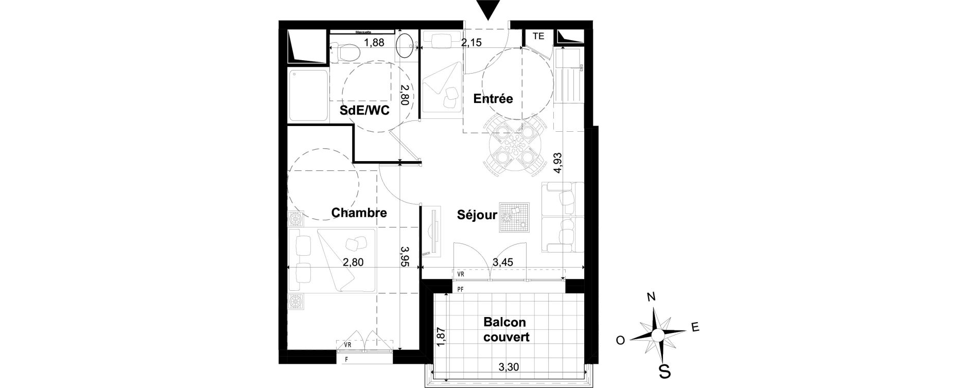 Appartement T2 de 35,85 m2 &agrave; P&eacute;one Centre