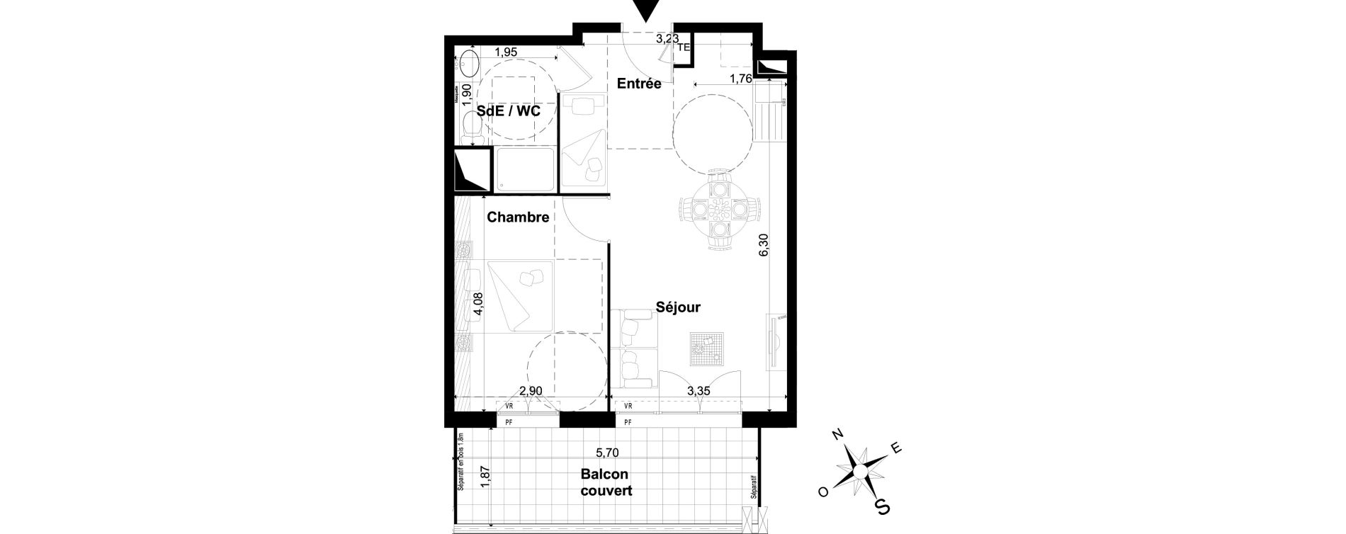 Appartement T2 de 42,55 m2 &agrave; P&eacute;one Centre