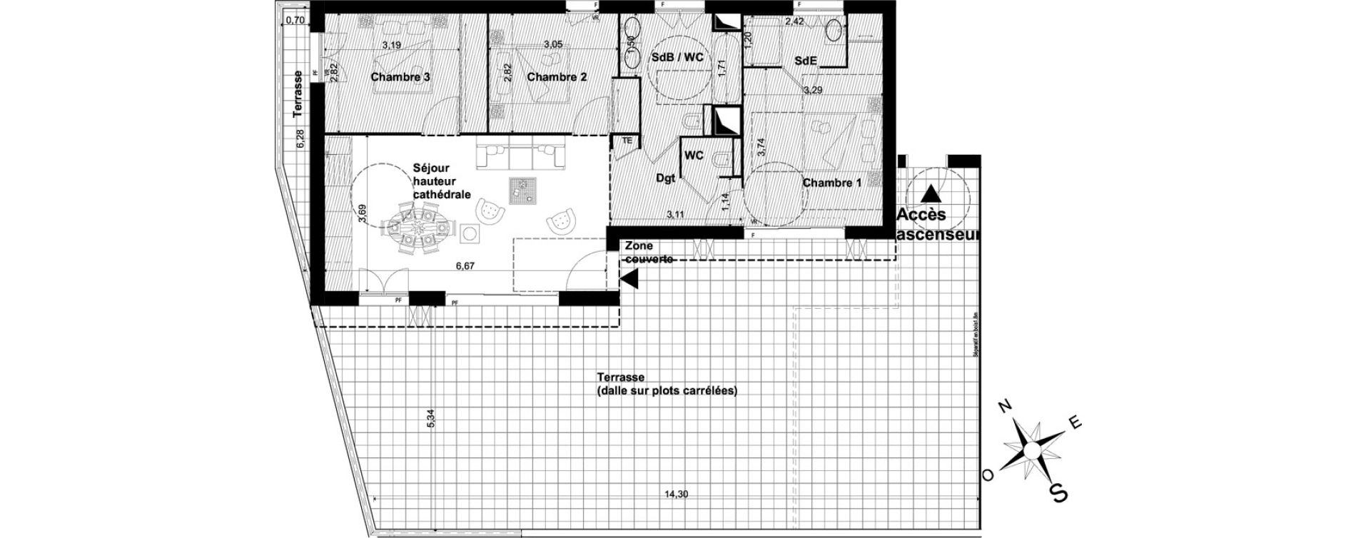 Appartement T4 de 73,90 m2 &agrave; P&eacute;one Centre