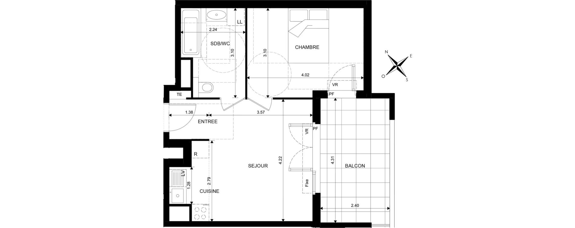 Appartement T2 de 38,05 m2 &agrave; Roquebrune-Cap-Martin Centre