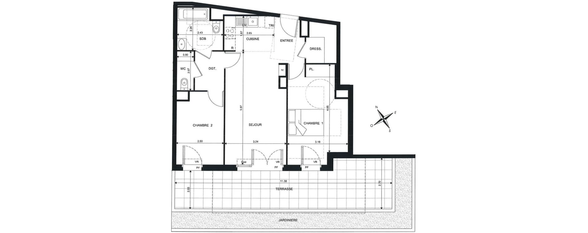 Appartement T3 de 64,48 m2 &agrave; Roquebrune-Cap-Martin Centre