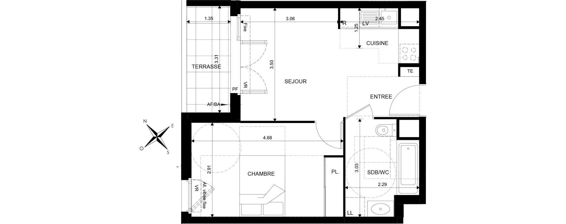 Appartement T2 de 37,88 m2 &agrave; Roquebrune-Cap-Martin Centre