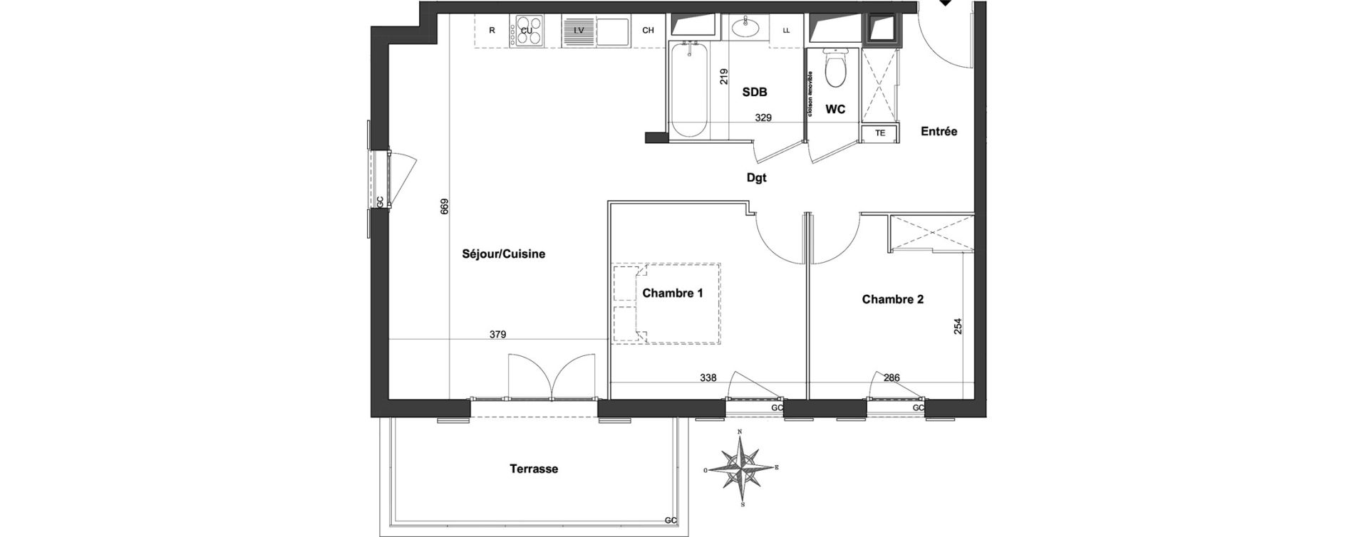 Appartement T3 de 64,49 m2 &agrave; Roquefort-Les-Pins Centre