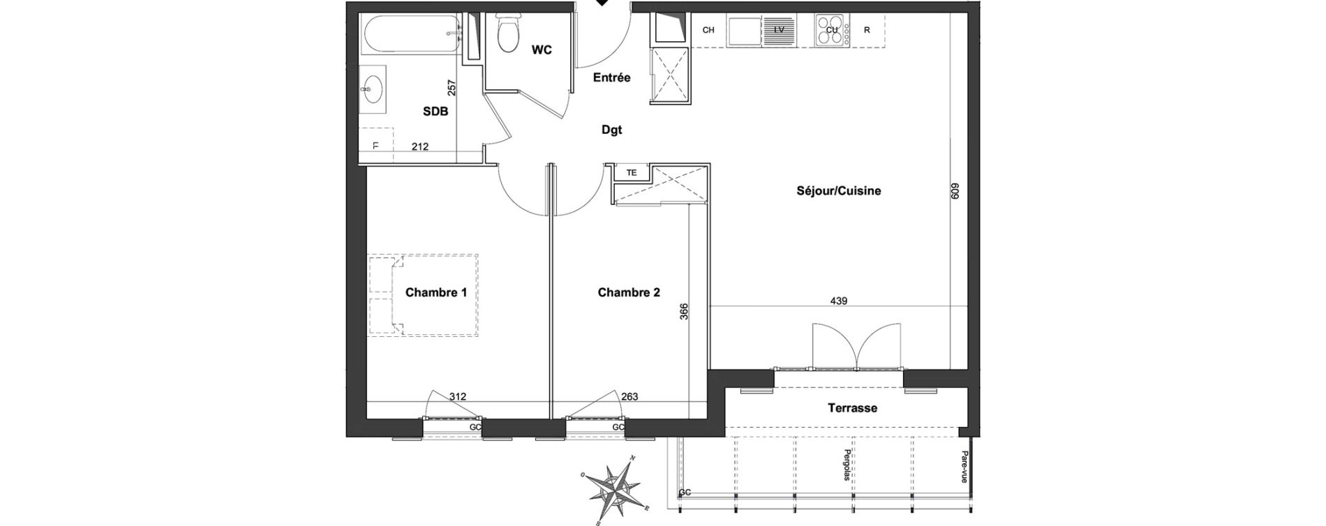 Appartement T3 de 65,63 m2 &agrave; Roquefort-Les-Pins Centre