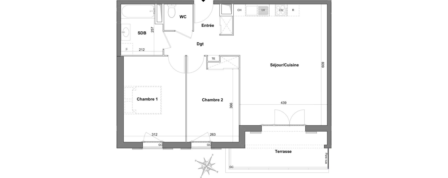 Appartement T3 de 65,54 m2 &agrave; Roquefort-Les-Pins Centre