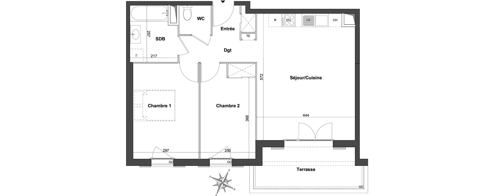 Appartement T3 de 62,17 m2 &agrave; Roquefort-Les-Pins Centre
