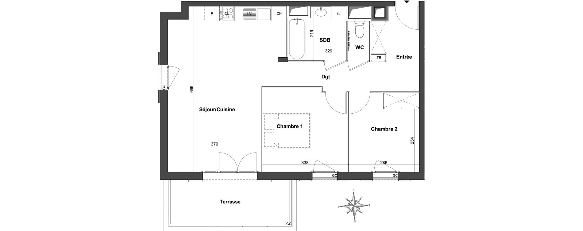 Appartement T3 de 64,49 m2 &agrave; Roquefort-Les-Pins Centre