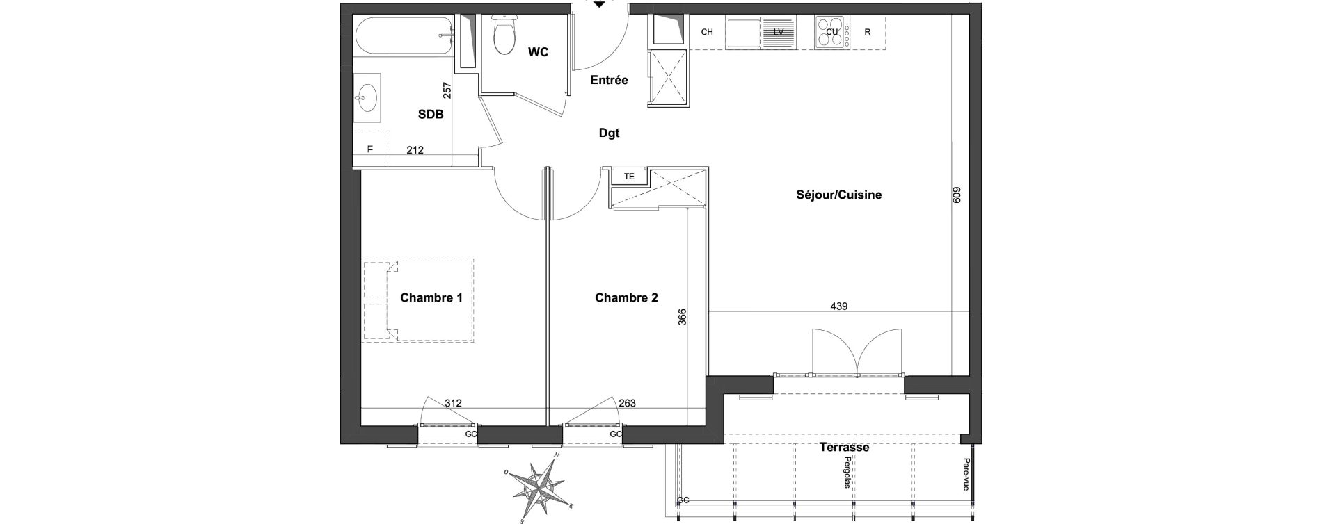 Appartement T3 de 65,54 m2 &agrave; Roquefort-Les-Pins Centre