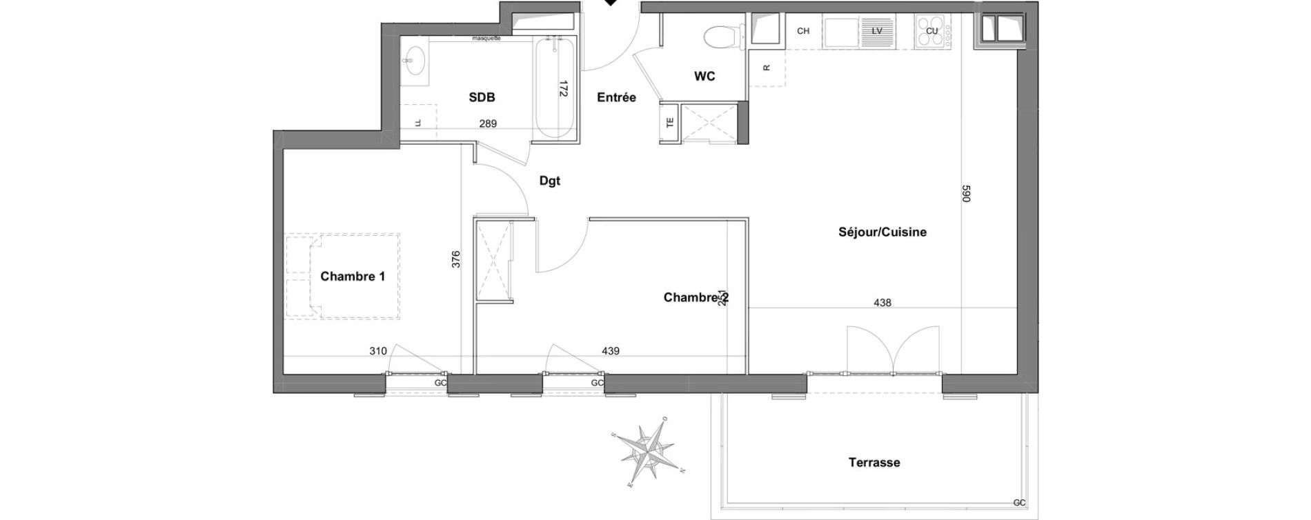 Appartement T3 de 63,16 m2 &agrave; Roquefort-Les-Pins Centre