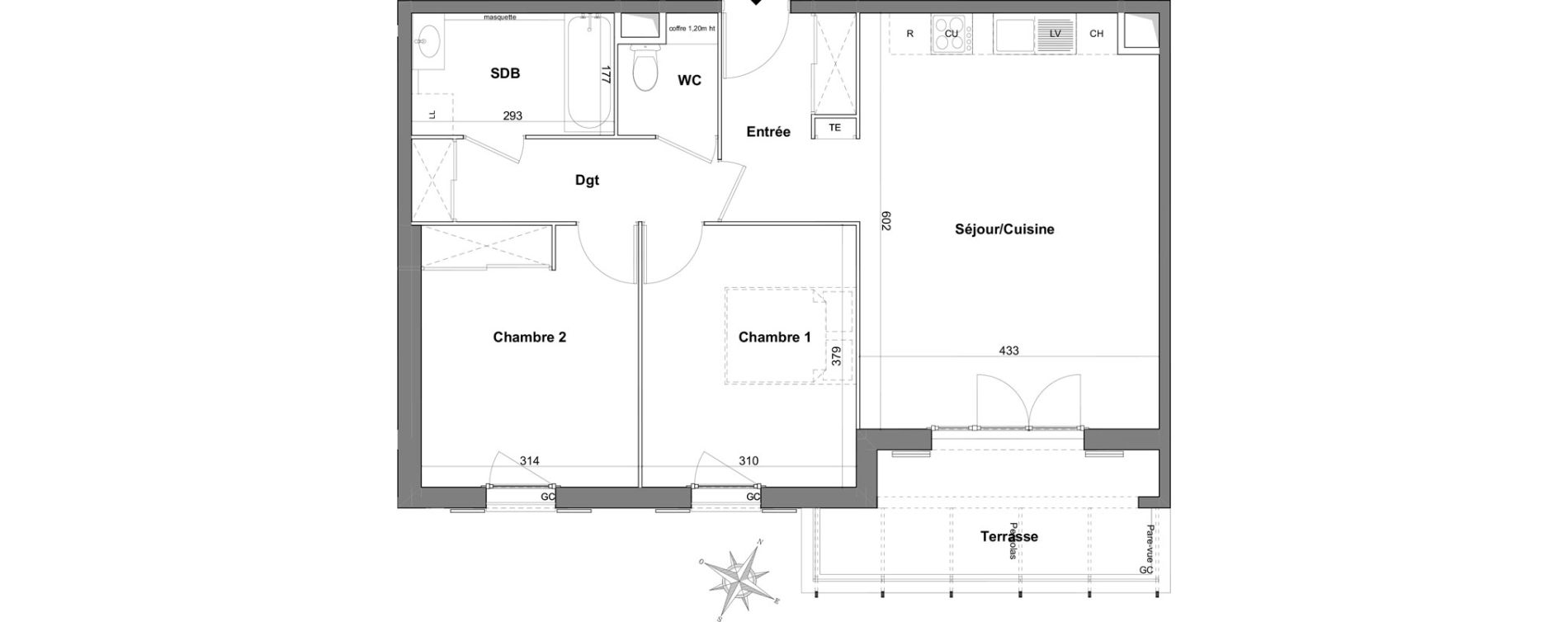 Appartement T3 de 67,80 m2 &agrave; Roquefort-Les-Pins Centre