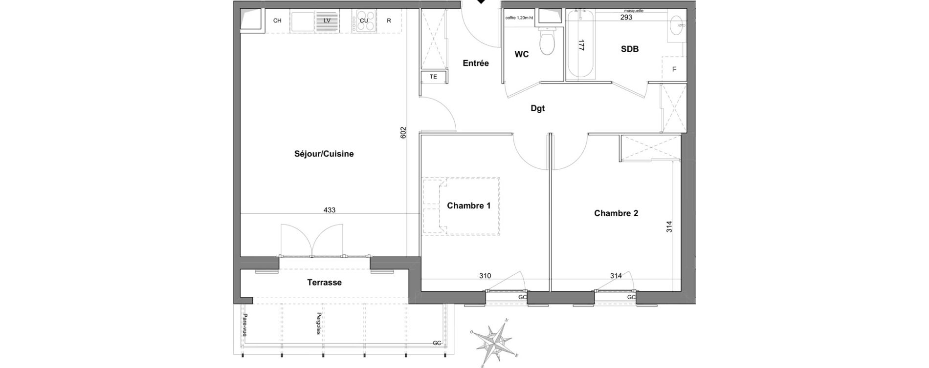 Appartement T3 de 67,82 m2 &agrave; Roquefort-Les-Pins Centre