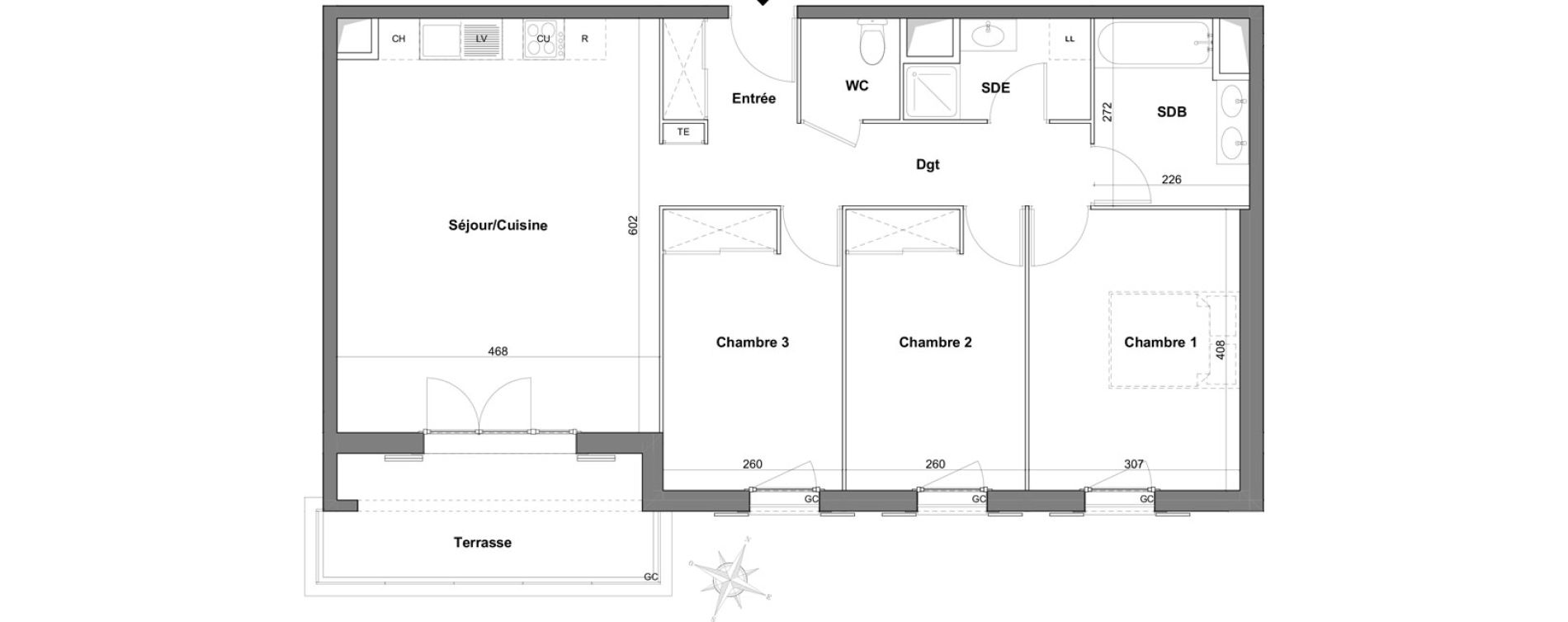 Appartement T4 de 83,12 m2 &agrave; Roquefort-Les-Pins Centre