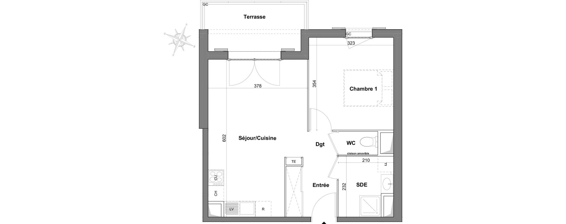 Appartement T2 de 43,00 m2 &agrave; Roquefort-Les-Pins Centre