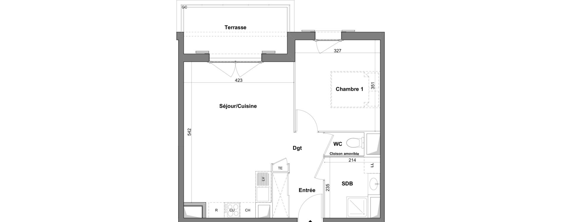 Appartement T2 de 45,40 m2 &agrave; Roquefort-Les-Pins Centre
