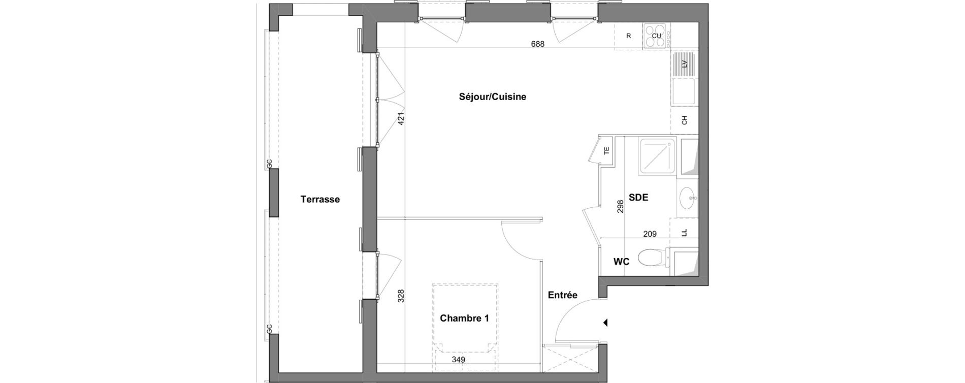 Appartement T2 de 45,49 m2 &agrave; Roquefort-Les-Pins Centre