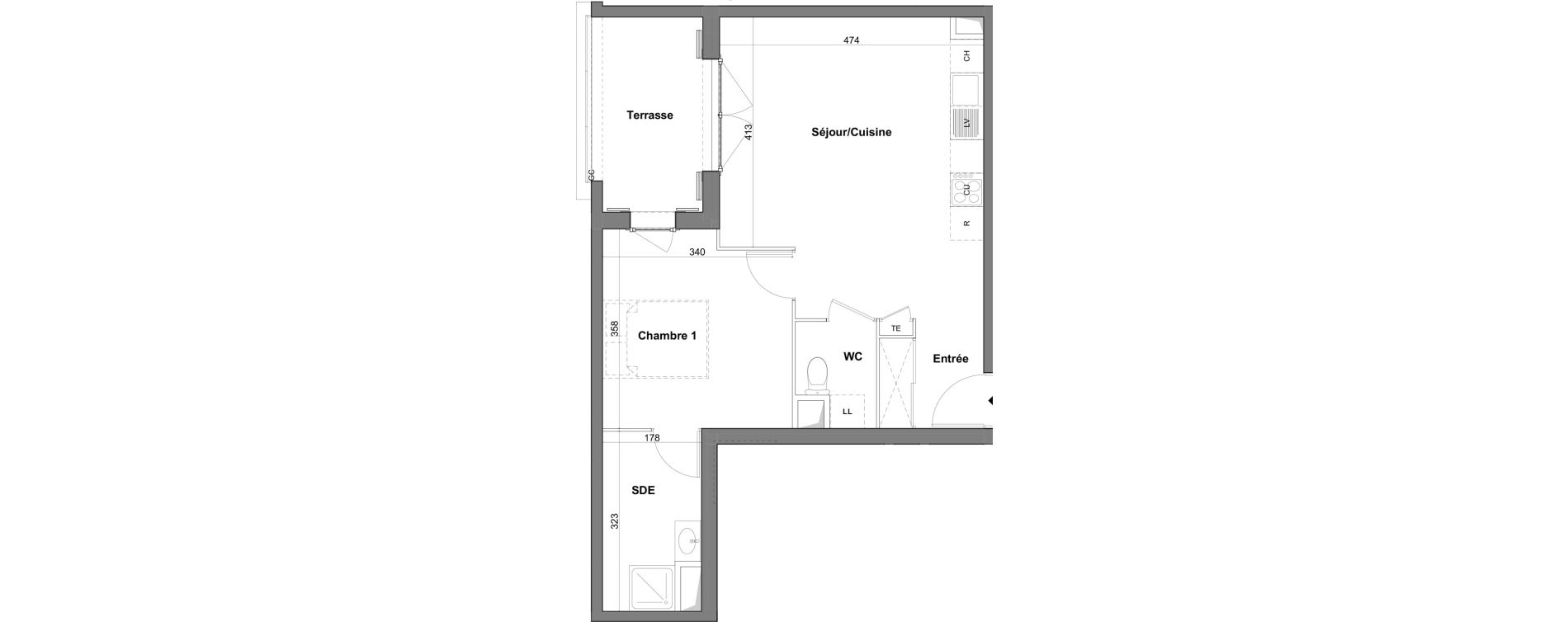 Appartement T2 de 46,51 m2 &agrave; Roquefort-Les-Pins Centre