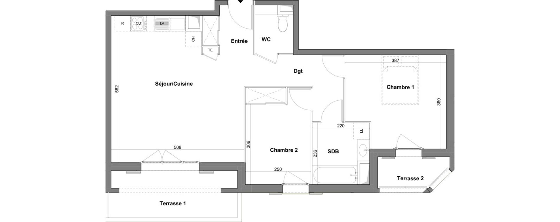 Appartement T3 de 64,46 m2 &agrave; Roquefort-Les-Pins Centre
