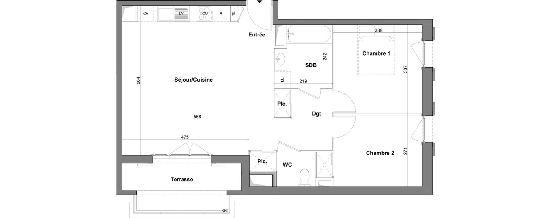 Appartement T3 de 64,72 m2 &agrave; Roquefort-Les-Pins Centre