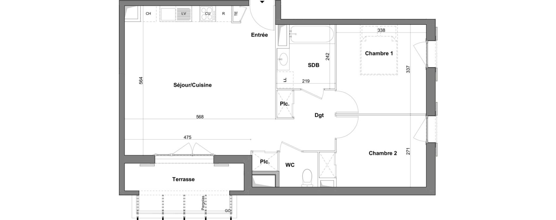 Appartement T3 de 65,03 m2 &agrave; Roquefort-Les-Pins Centre