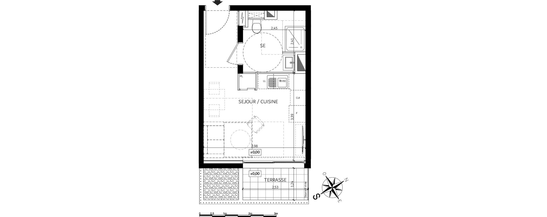 Appartement T1 de 21,70 m2 &agrave; Saint-Andr&eacute;-De-La-Roche Centre