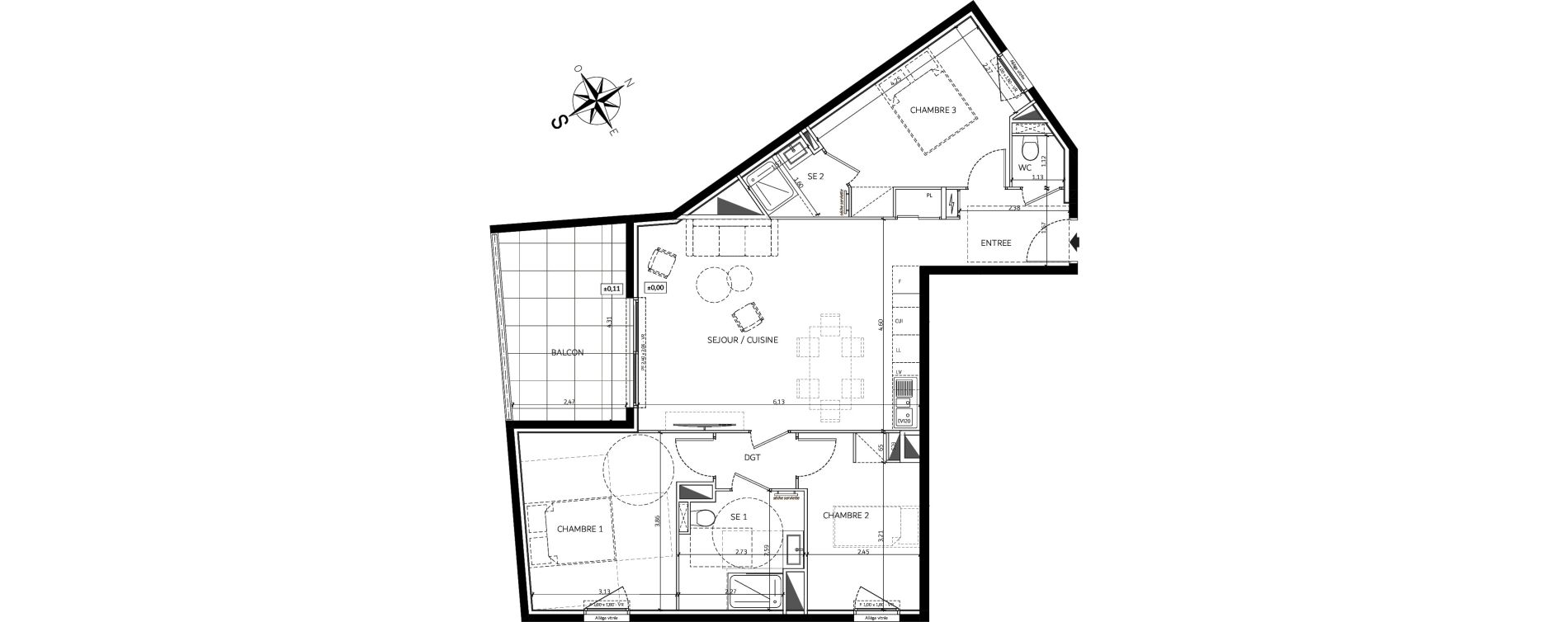 Appartement T4 de 80,20 m2 &agrave; Saint-Andr&eacute;-De-La-Roche Centre