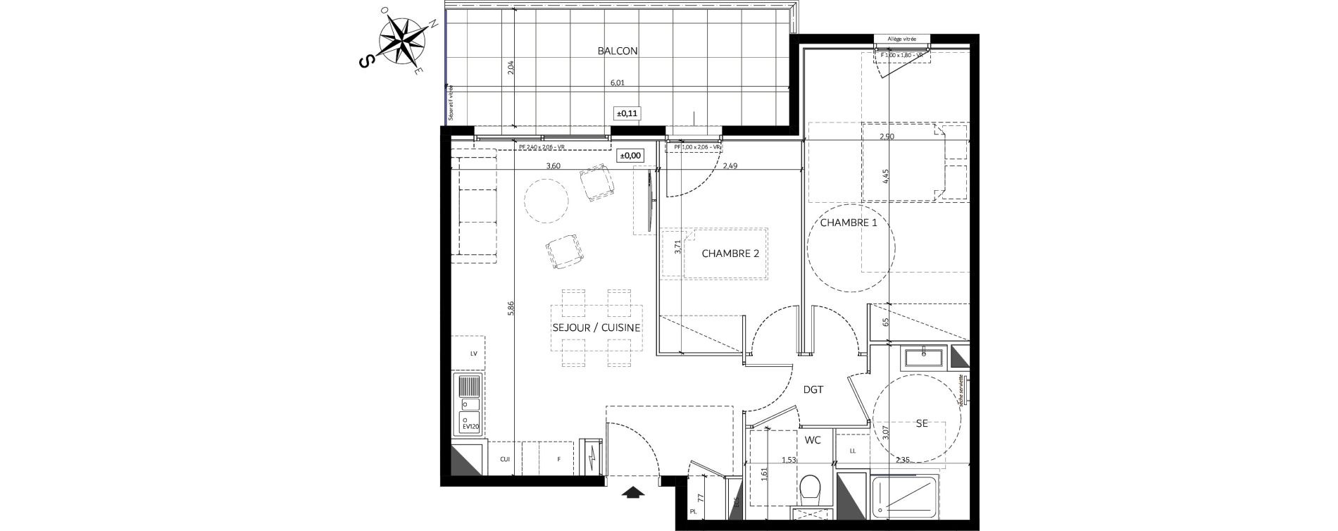 Appartement T3 de 58,80 m2 &agrave; Saint-Andr&eacute;-De-La-Roche Centre