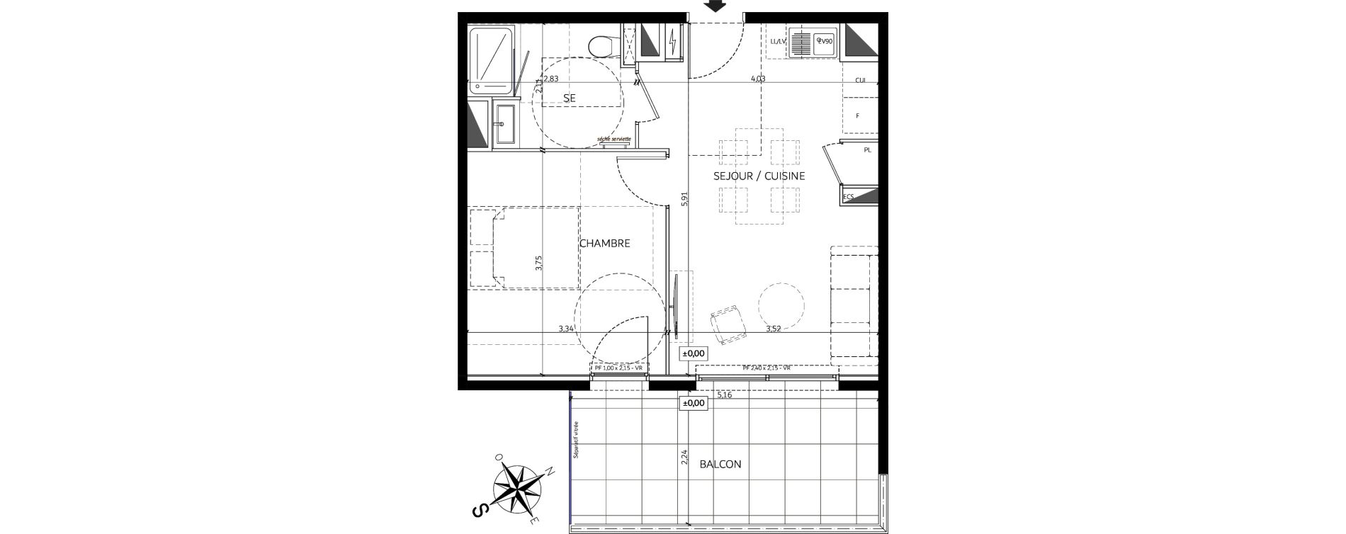 Appartement T2 de 38,60 m2 &agrave; Saint-Andr&eacute;-De-La-Roche Centre