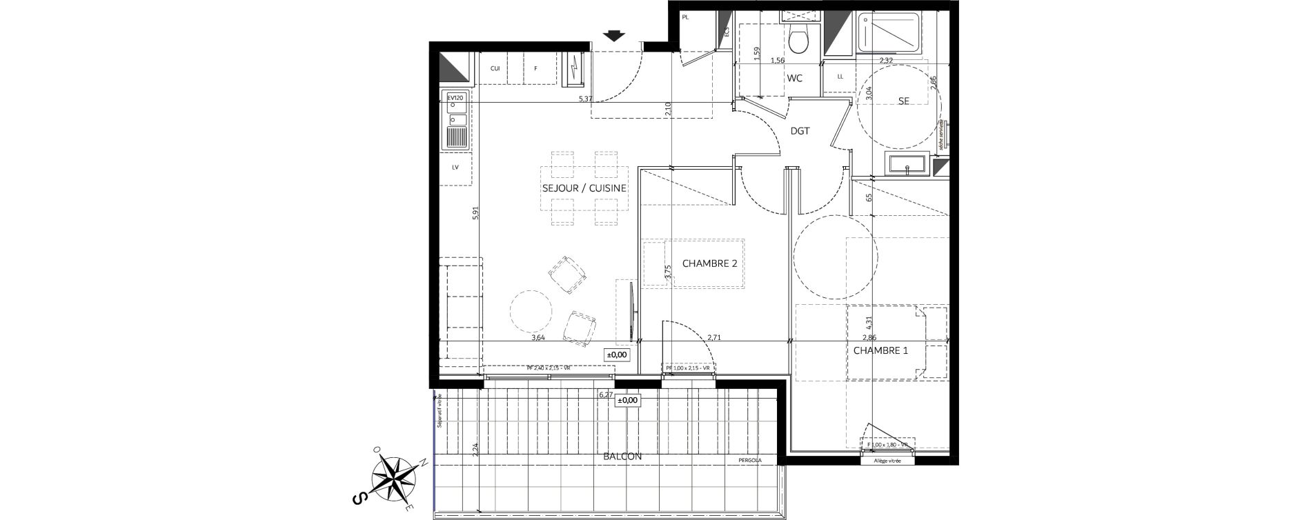 Appartement T3 de 60,05 m2 &agrave; Saint-Andr&eacute;-De-La-Roche Centre