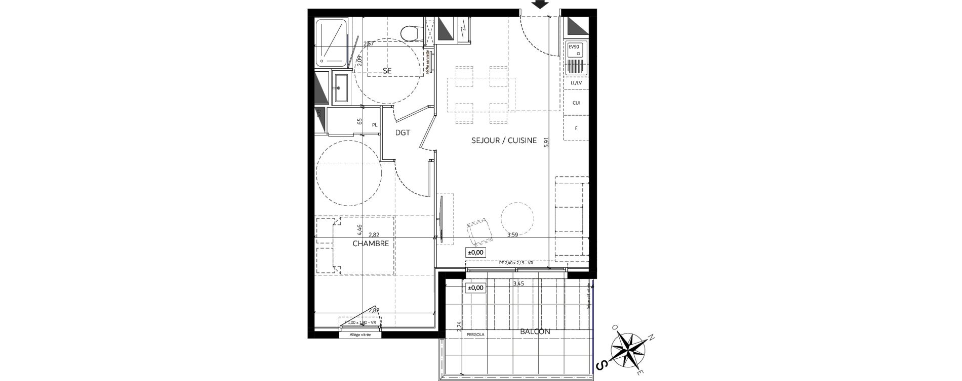 Appartement T2 de 39,95 m2 &agrave; Saint-Andr&eacute;-De-La-Roche Centre