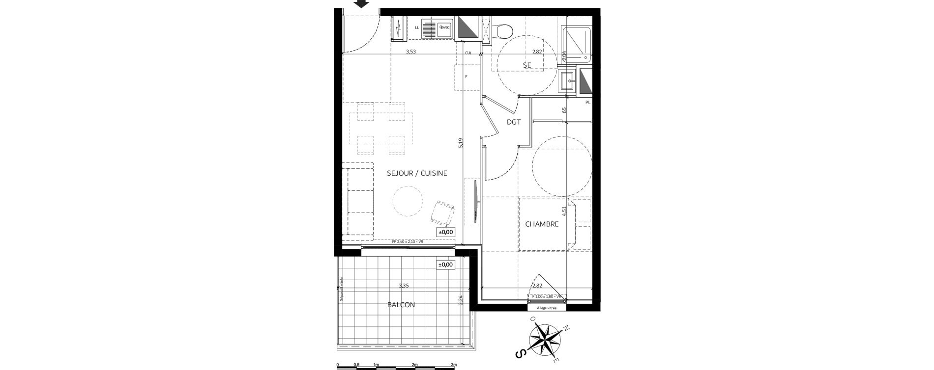Appartement T2 de 39,60 m2 &agrave; Saint-Andr&eacute;-De-La-Roche Centre