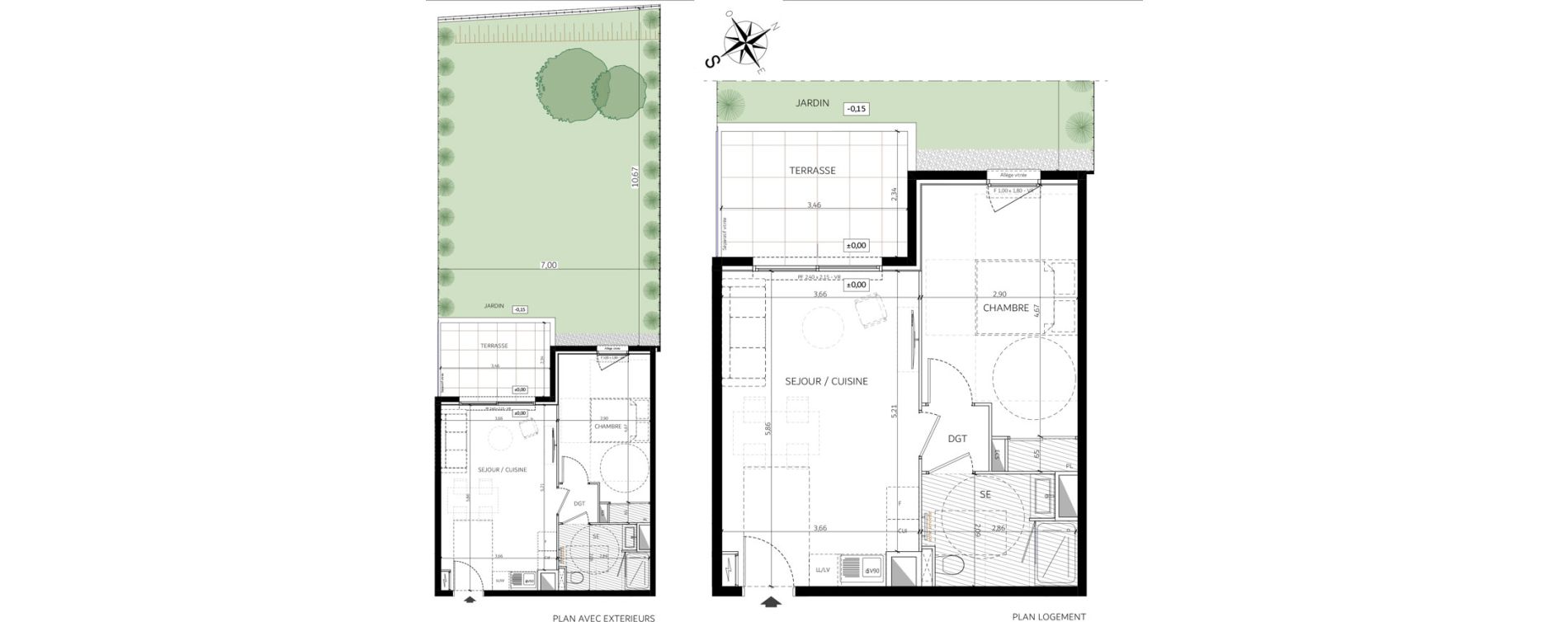 Appartement T2 de 41,45 m2 &agrave; Saint-Andr&eacute;-De-La-Roche Centre