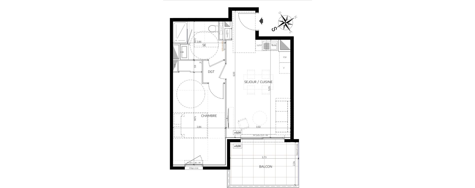Appartement T2 de 41,50 m2 &agrave; Saint-Andr&eacute;-De-La-Roche Centre