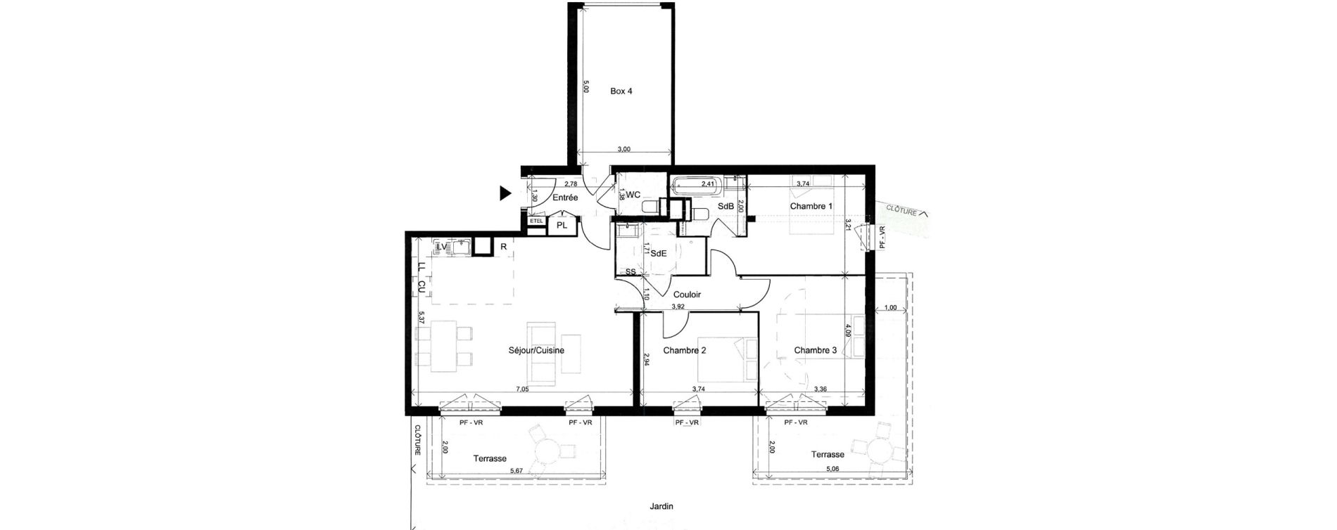 Appartement T4 de 94,50 m2 &agrave; Saint-Andr&eacute;-De-La-Roche Centre