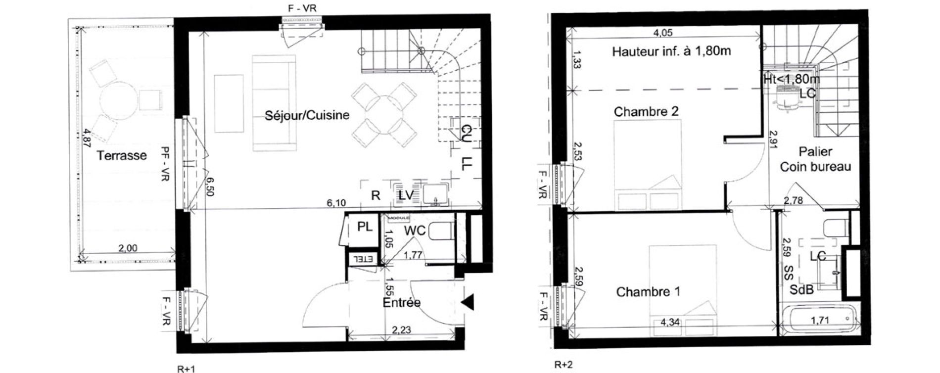 Duplex T3 de 64,60 m2 &agrave; Saint-Andr&eacute;-De-La-Roche Centre