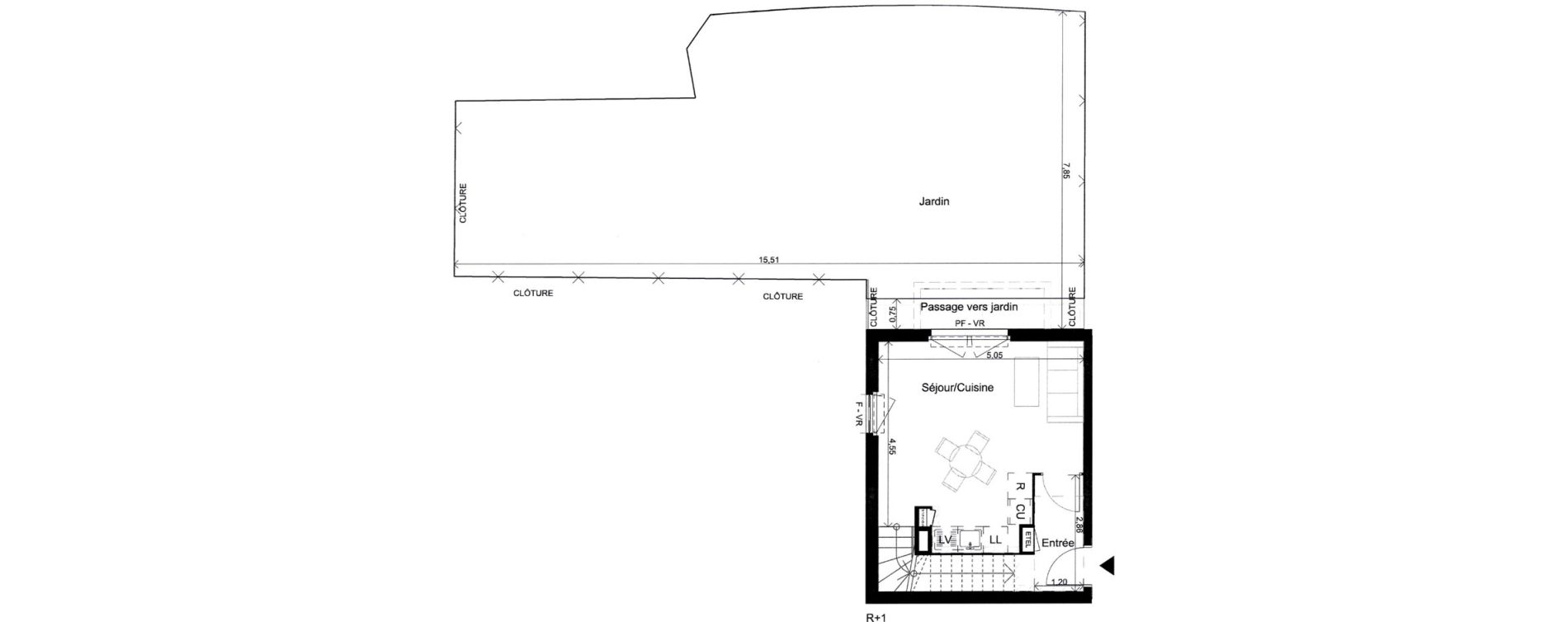 Duplex T2 de 47,80 m2 &agrave; Saint-Andr&eacute;-De-La-Roche Centre