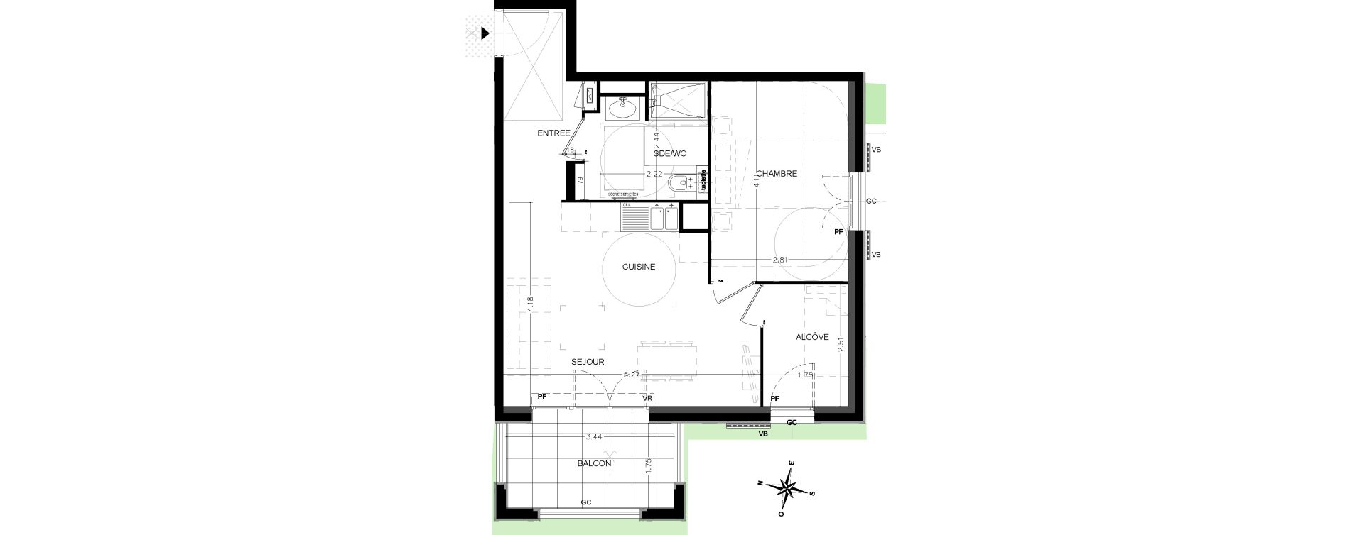 Appartement T2 de 47,40 m2 &agrave; Saint-&Eacute;tienne-De-Tin&eacute;e Centre