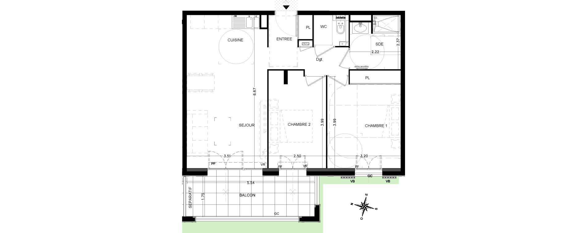 Appartement T3 de 60,10 m2 &agrave; Saint-&Eacute;tienne-De-Tin&eacute;e Centre