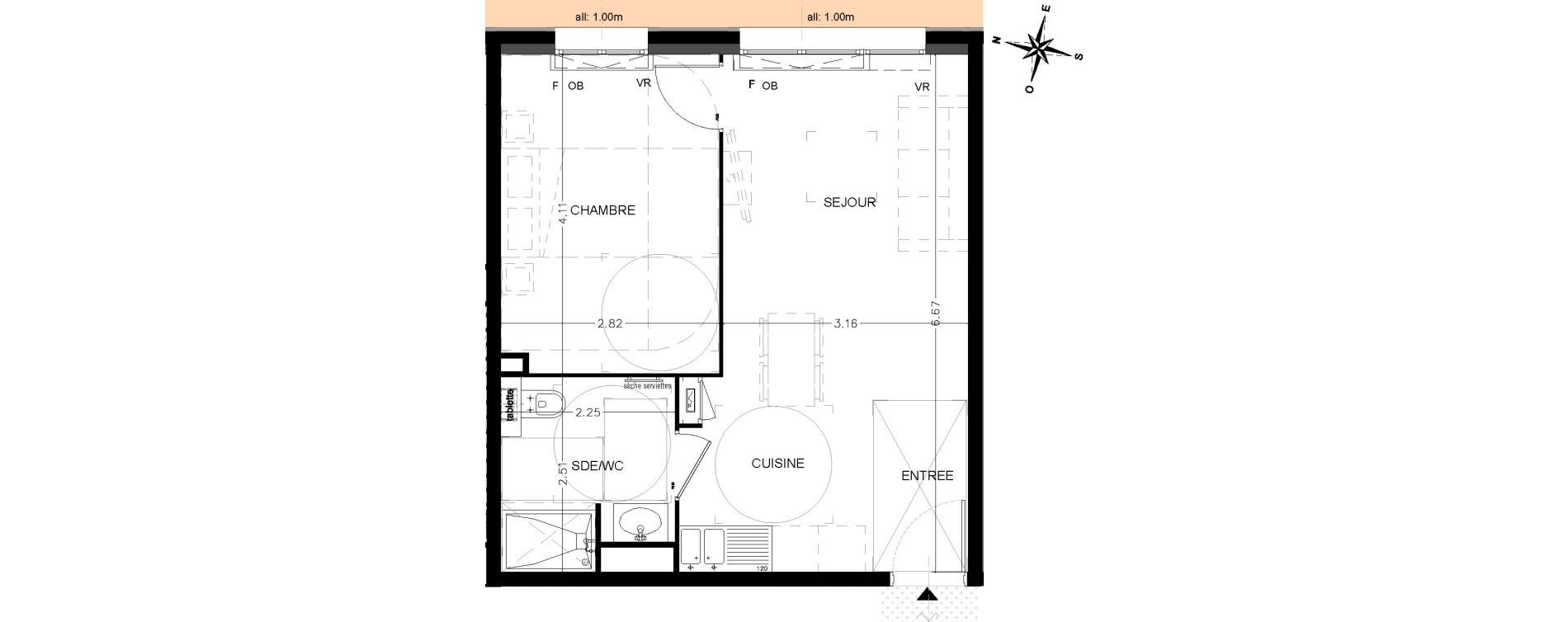 Appartement T2 de 39,00 m2 &agrave; Saint-&Eacute;tienne-De-Tin&eacute;e Centre