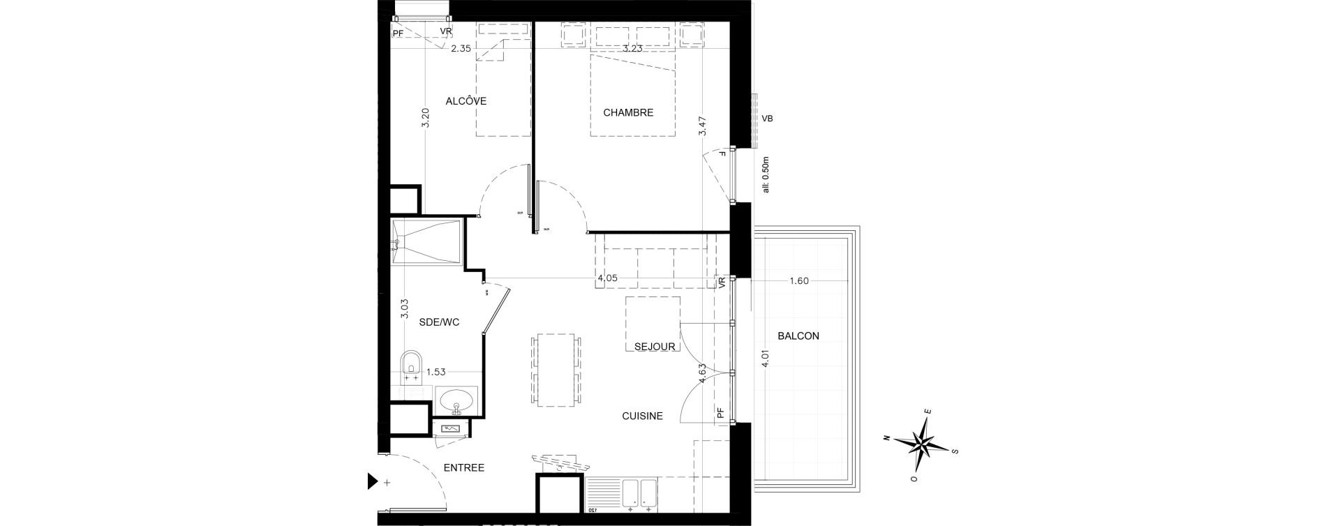 Appartement T2 de 44,00 m2 &agrave; Saint-&Eacute;tienne-De-Tin&eacute;e Centre