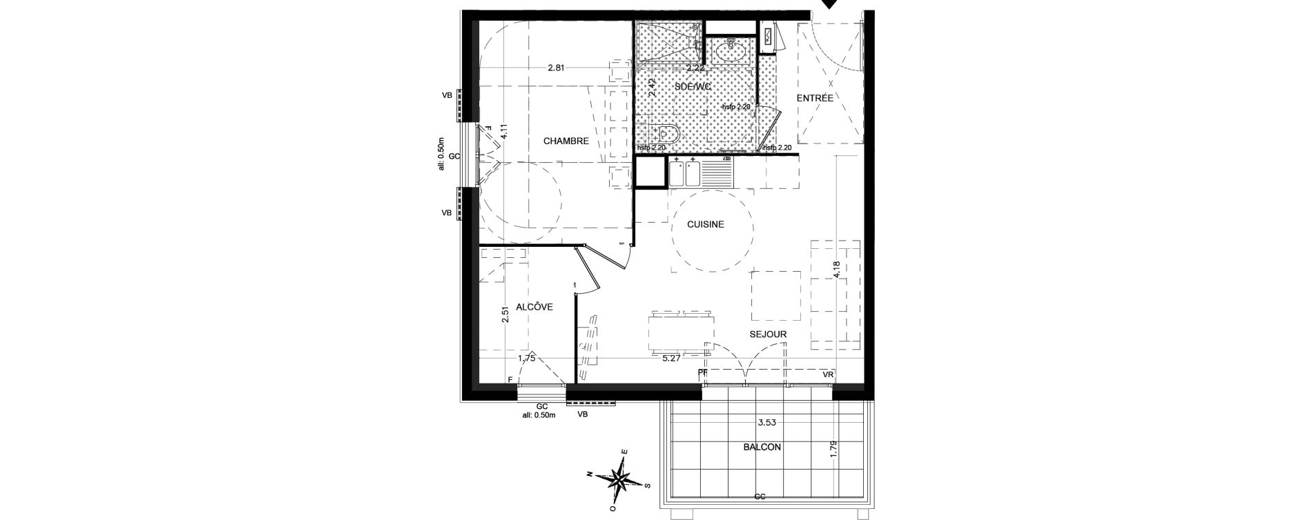 Appartement T2 de 45,50 m2 &agrave; Saint-&Eacute;tienne-De-Tin&eacute;e Centre