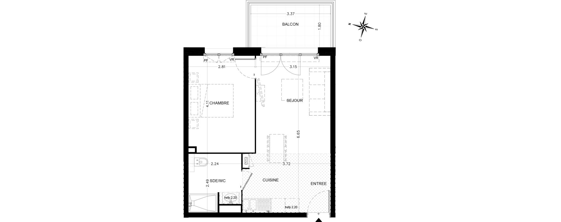 Appartement T2 de 39,00 m2 &agrave; Saint-&Eacute;tienne-De-Tin&eacute;e Centre