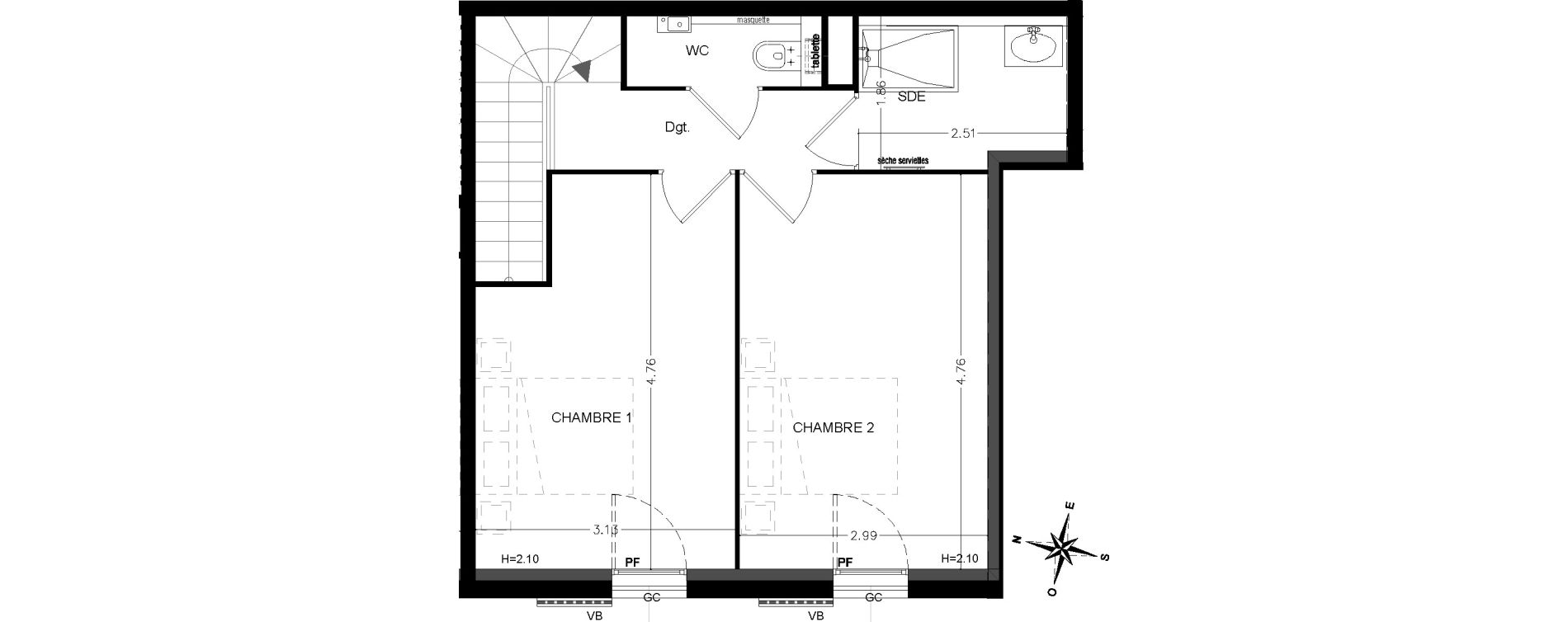 Duplex T3 de 81,30 m2 &agrave; Saint-&Eacute;tienne-De-Tin&eacute;e Centre